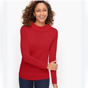 🎀Talbots Sabrina Merino Wool Button Cuff Sweater in Red Pop